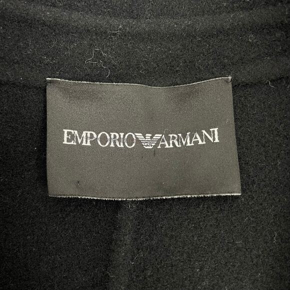 Emporio Armani Wool Cashmere Striped Double Breasted Coat Black Size 40 - Picture 8 of 9